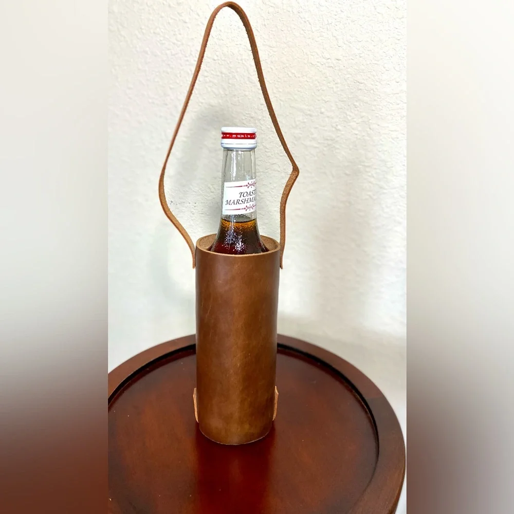 Leather Bottle Holder Tote